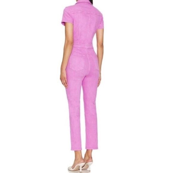 Good American Fit For Success Denim Jumpsuit Medium Mineral Lollipop Purple Pink - Picture 2 of 4